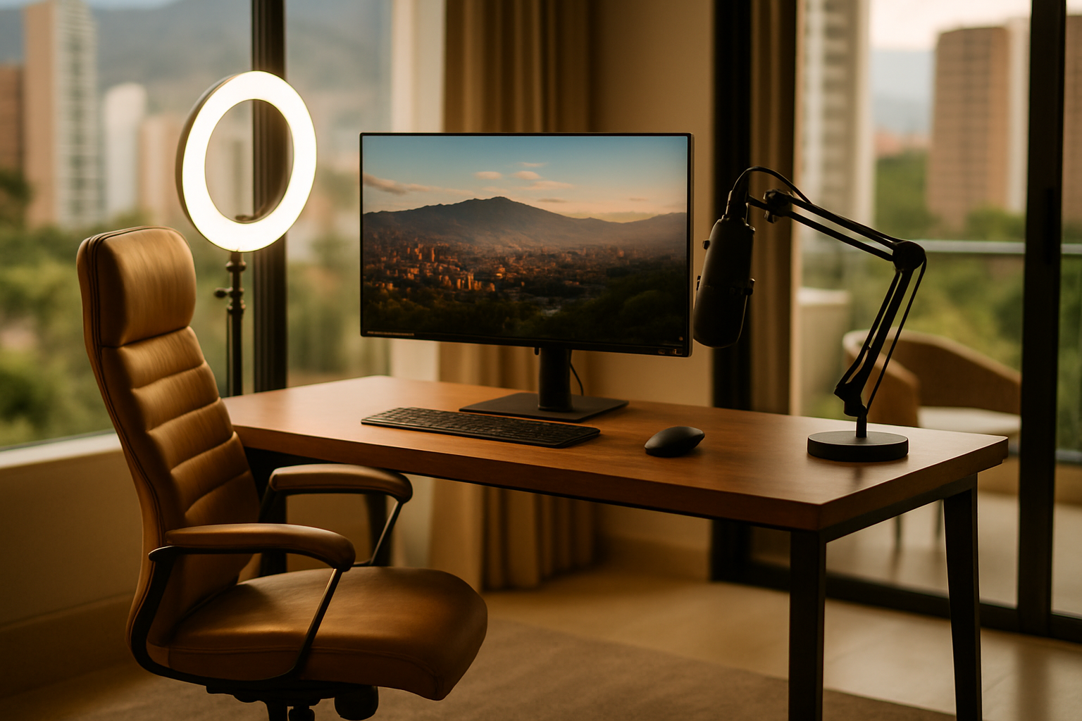 Setup de home office premium en tu alojamiento