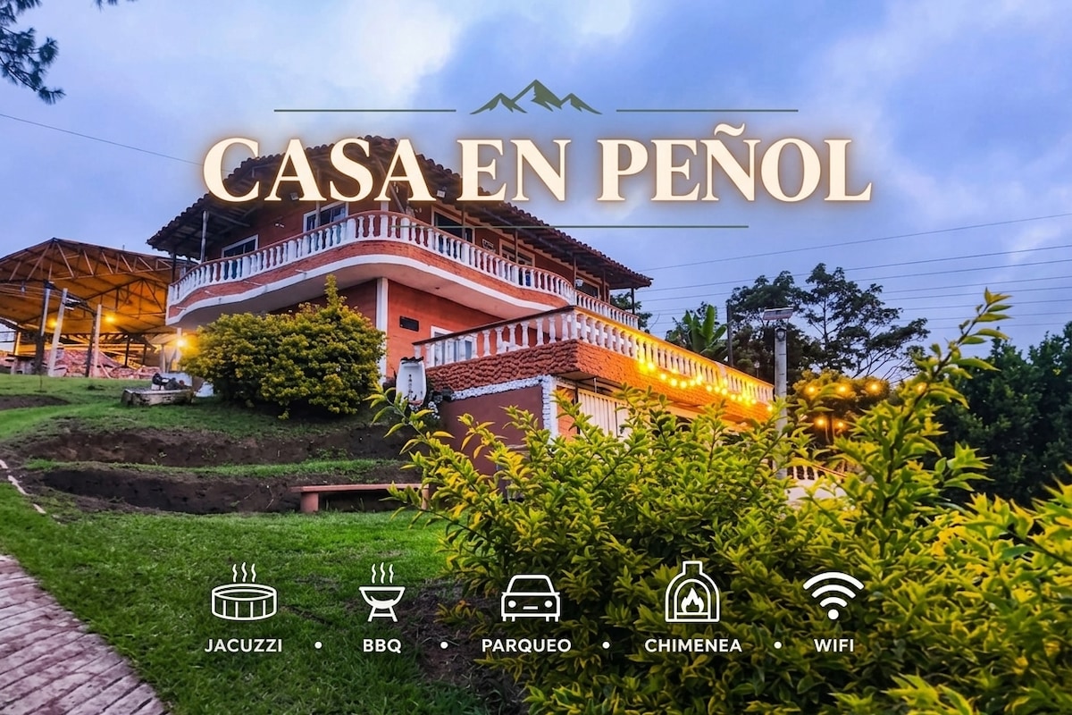 Casa encantadora + jacuzzi + parrilla + estacionamiento + chimenea en El Peñol