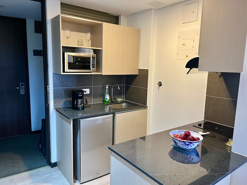 Suite moderna a 10 minutos del aeropuerto/2 camas/aire acondicionado/jacuzzi/gimnasio