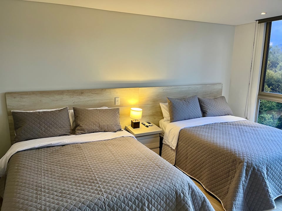 Suite moderna a 10 minutos del aeropuerto/2 camas/aire acondicionado/jacuzzi/gimnasio