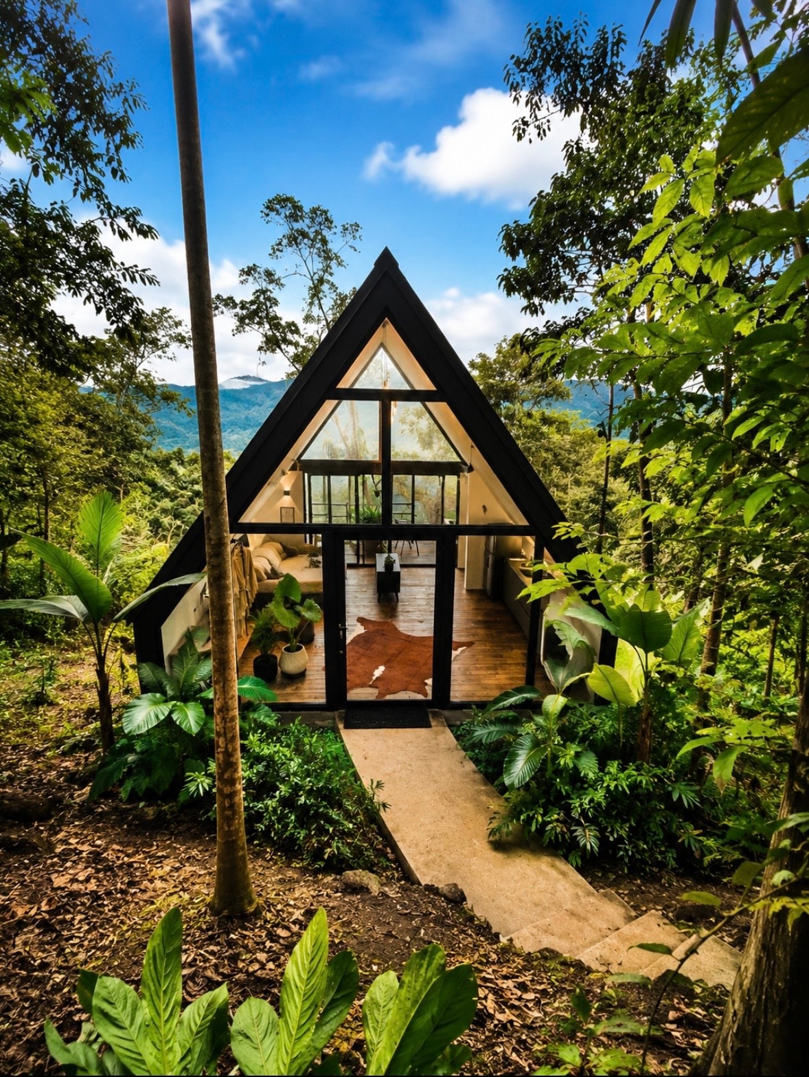 The Naked Jungle | Cabaña de lujo con forma de A y vista a la montaña