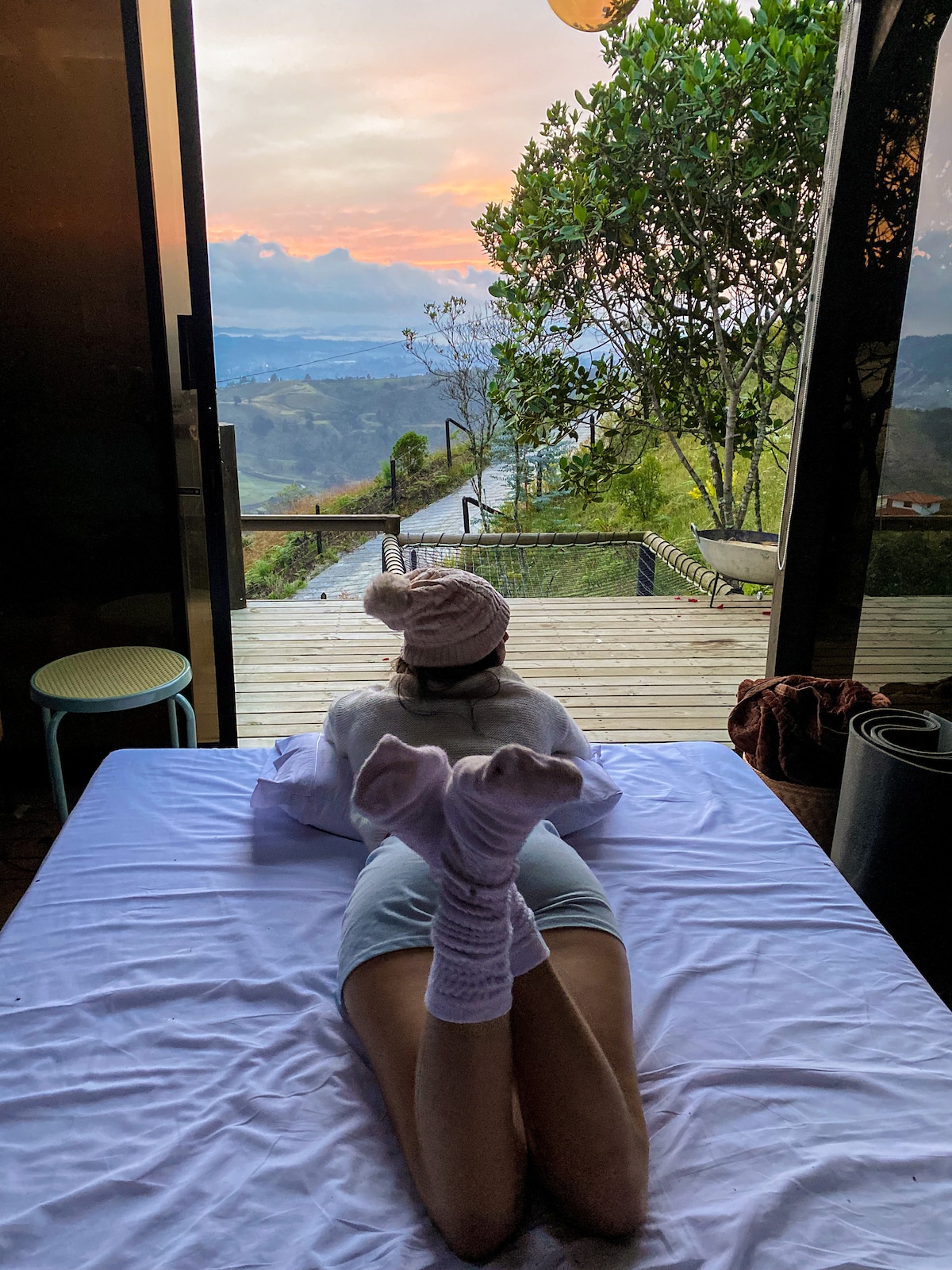 Cabina de espejos con increíble vista al amanecer